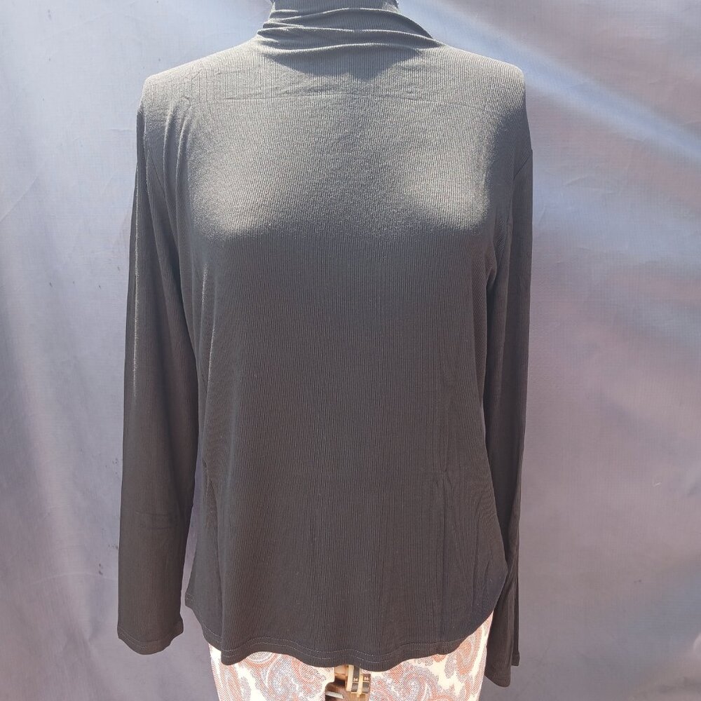 Long Sleeve Ribbed Thin  Black Shirt Undershirt